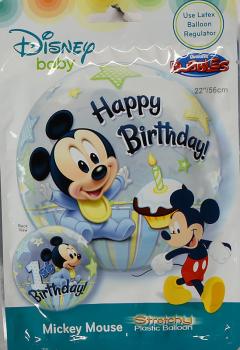 Qualatex Bubbles Helium Ballon Happy Birthday 1.st Disney