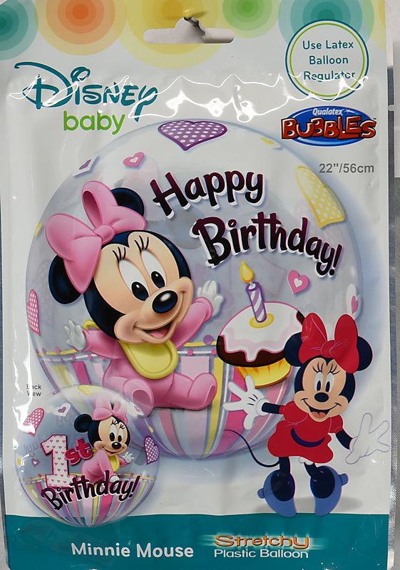 Qualatex Bubbles Helium Ballon Happy Birthday 1.st Disney