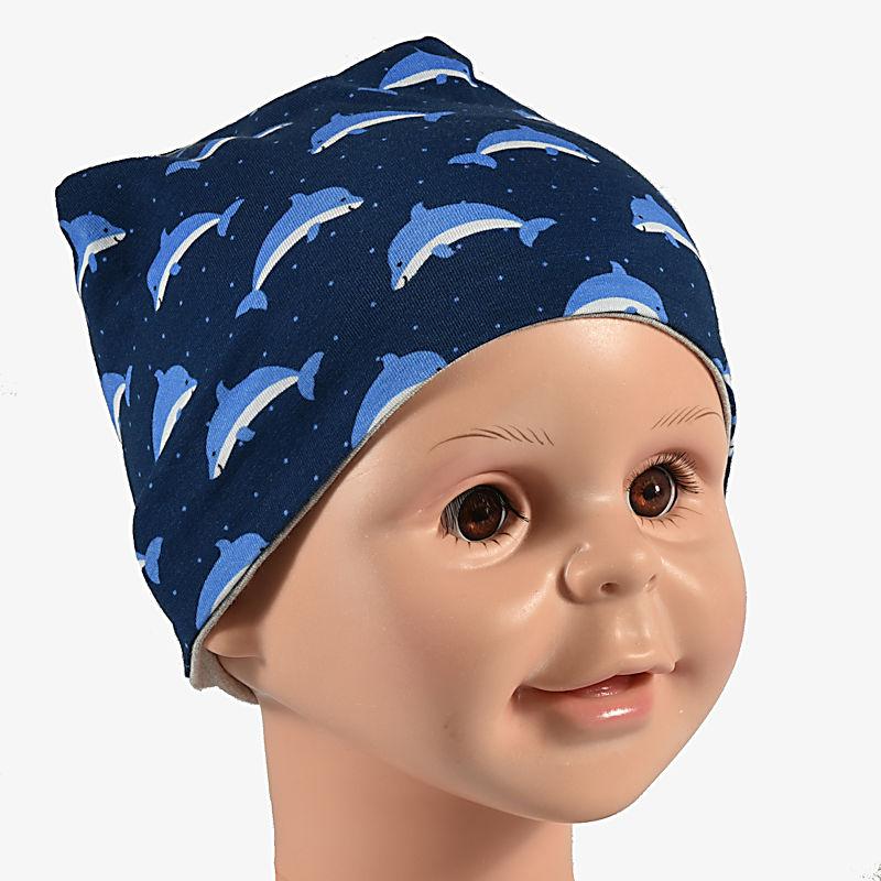 Baby Wendemütze 7-10 Jahre Delphine blau